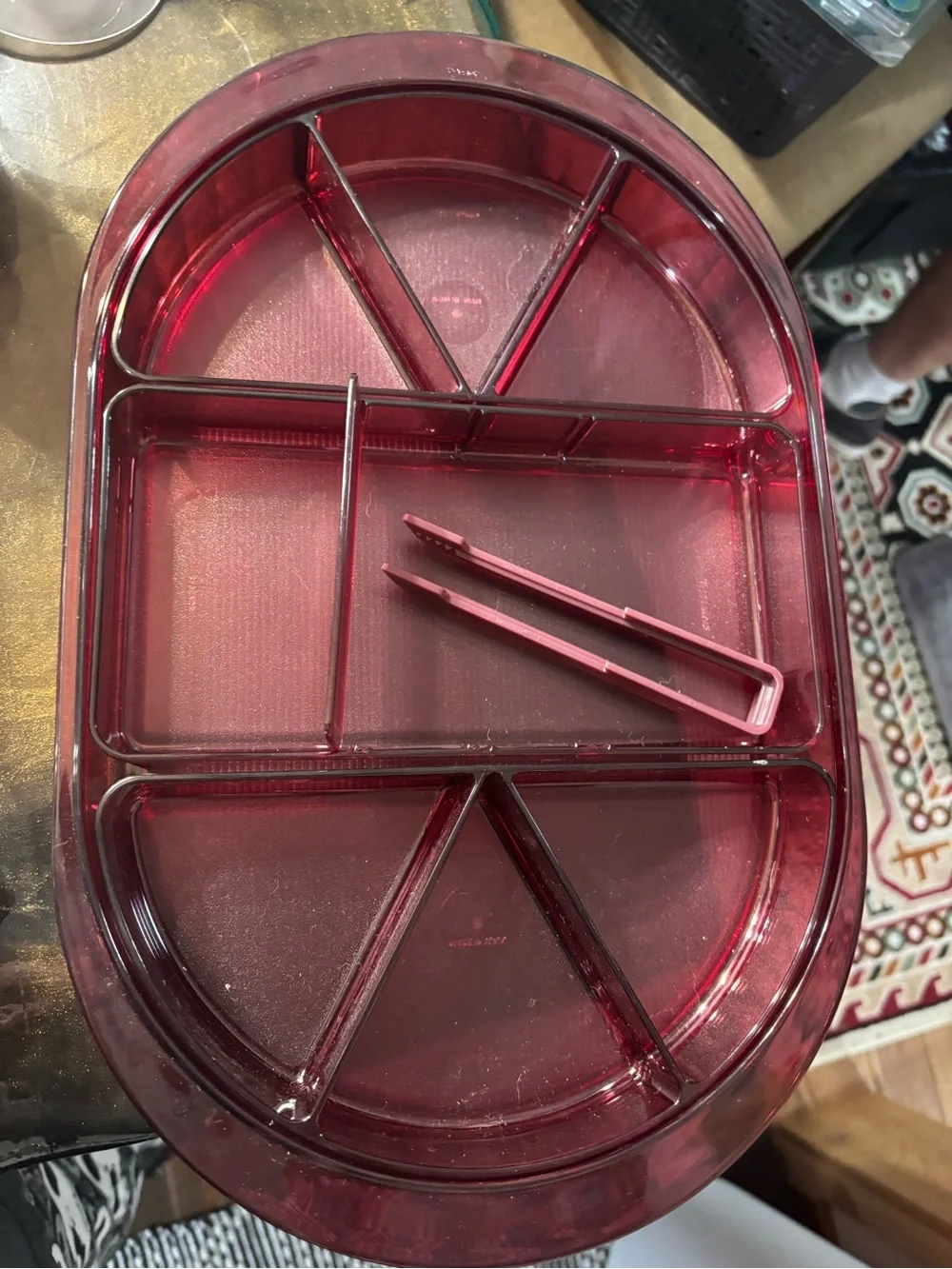 tupperware vintage cranberry colored set